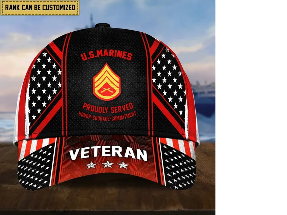 Premium Custom Rank US Veterans Cap