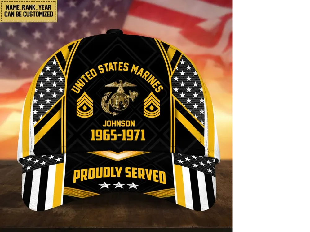 Premium Custom Name, Rank And Years of Service US Veterans Cap