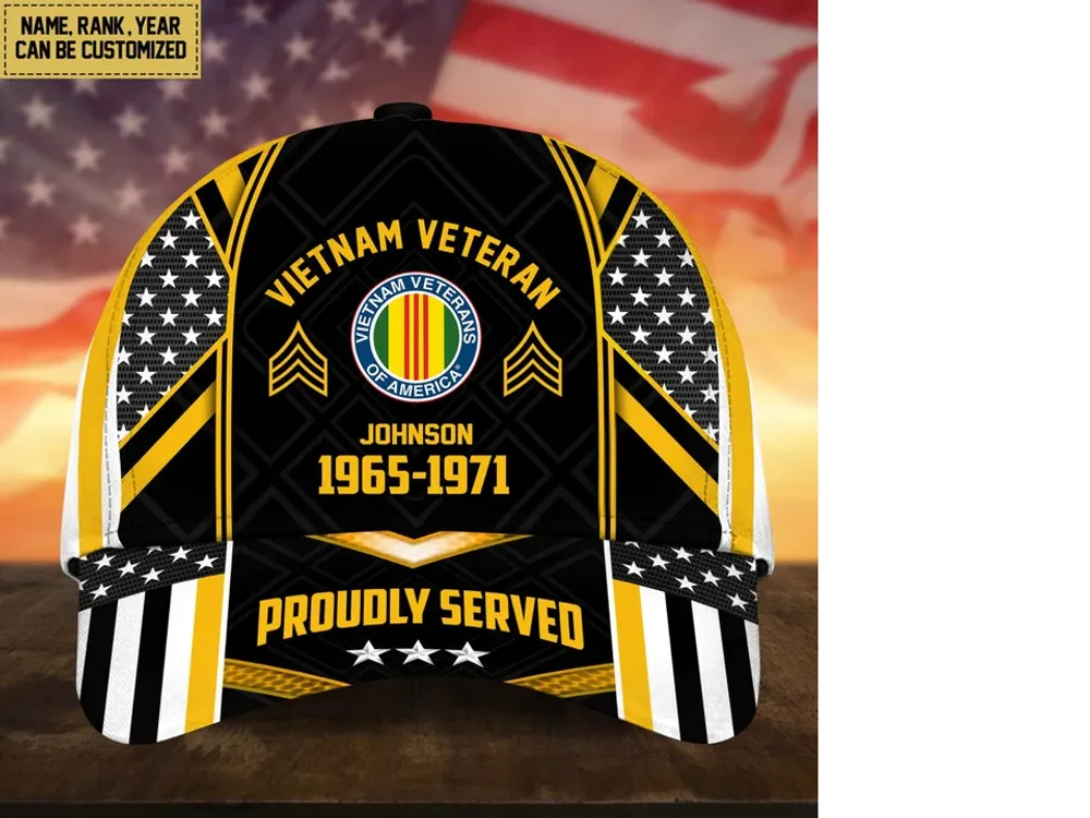 Premium Custom Name, Rank And Years of Service US Veterans Cap