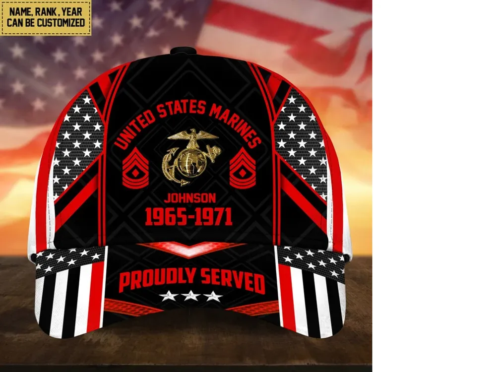 Premium Custom Name, Rank And Years of Service US Veterans Cap