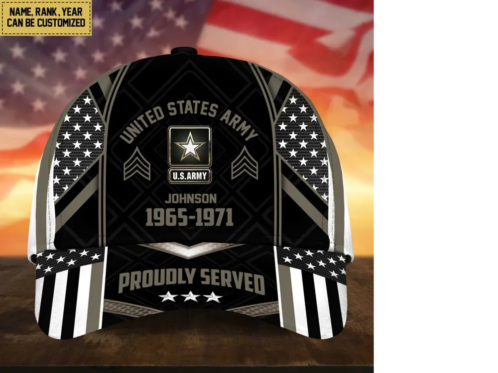 Premium Custom Name, Rank And Years of Service US Veterans Cap