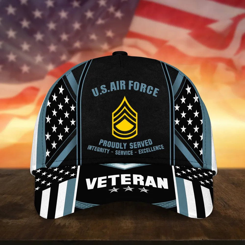 Unique Custom Rank US Veteran Cap