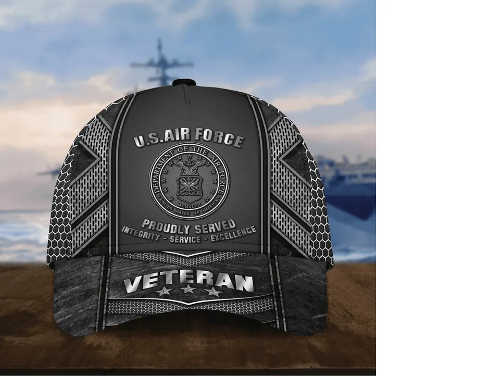 Unique Metal Camo US Veteran Cap