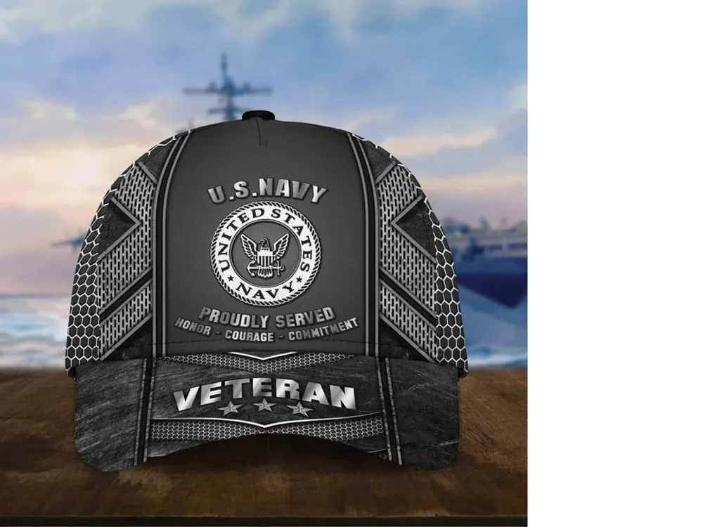 Unique Metal Camo US Veteran Cap