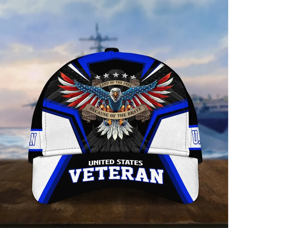 Premium Land Of The Free U.S. Veteran 3D Cap