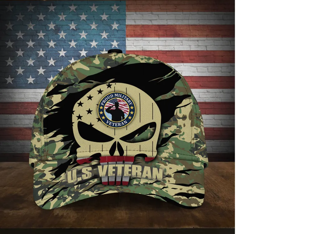 Colorful Puniskull Multiservice U.S Veteran Cap