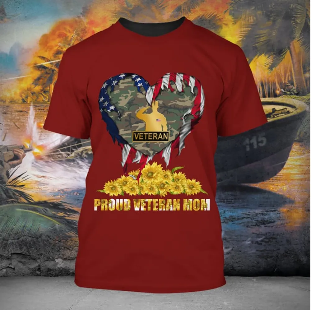 Unique Proud Veteran Mom T-Shirt