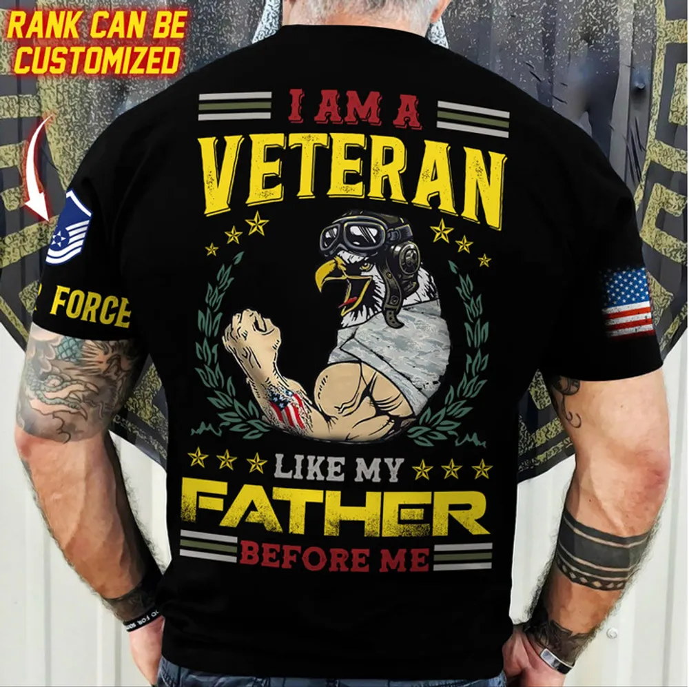 Premium Personalised Multiple US Military Services Veteran T-Shirt