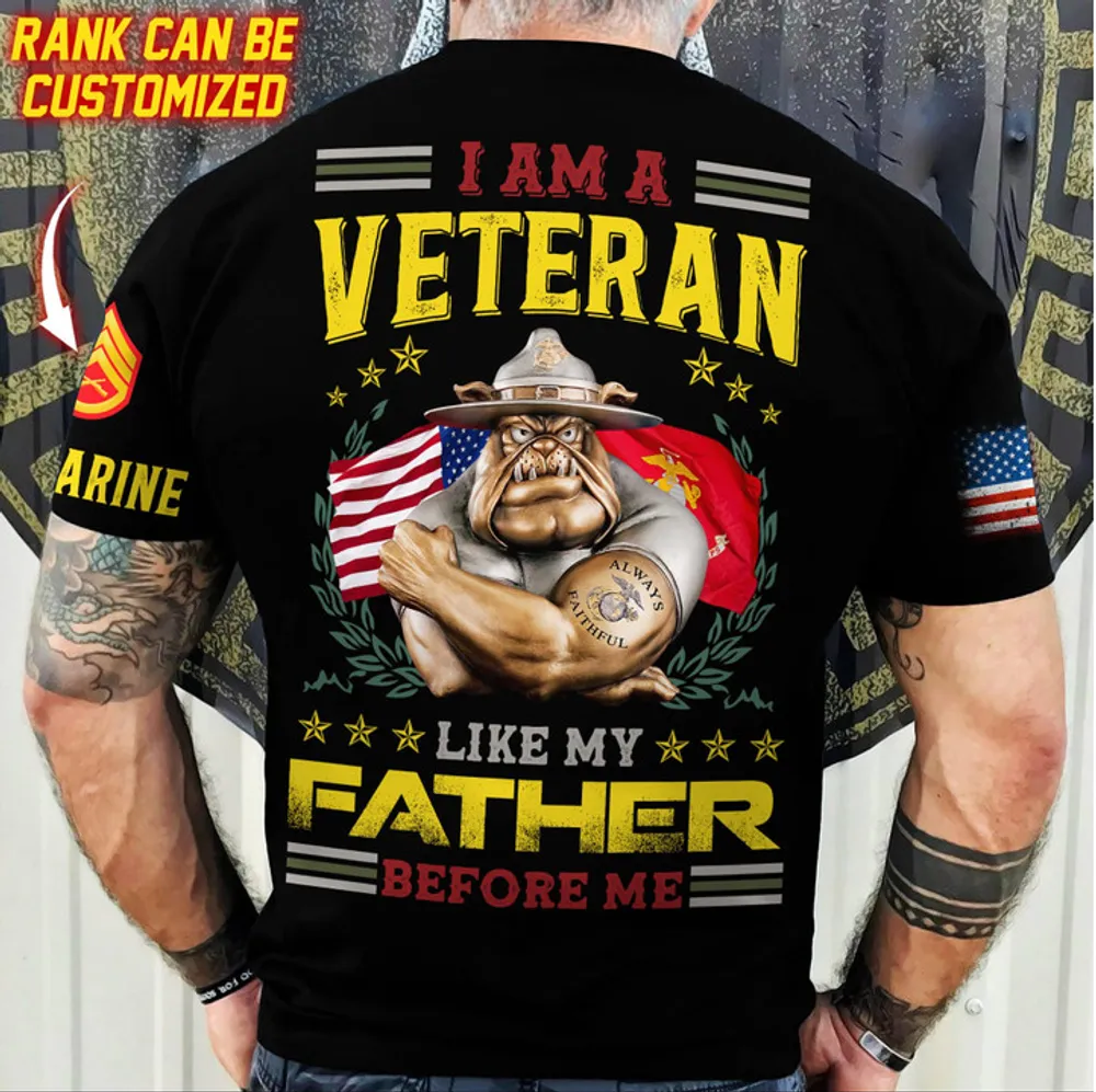 Premium Personalised Multiple US Military Services Veteran T-Shirt