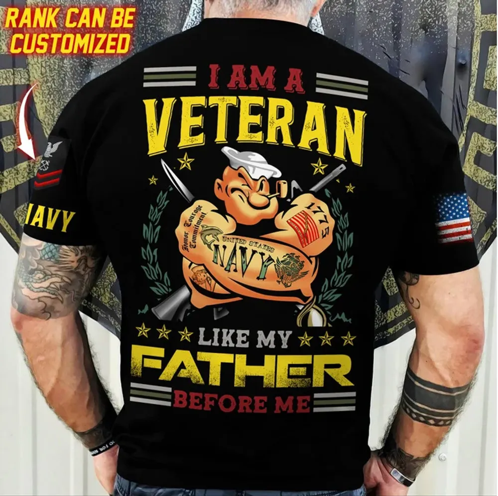 Premium Personalised Multiple US Military Services Veteran T-Shirt