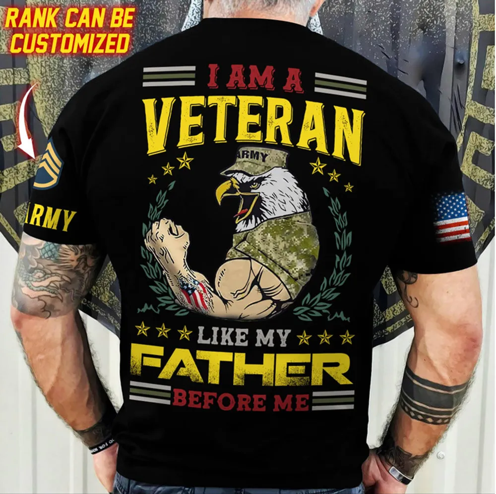 Premium Personalised Multiple US Military Services Veteran T-Shirt