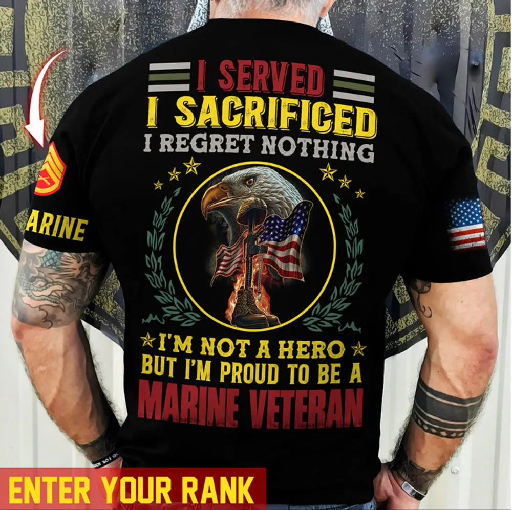 Premium Personalised Multiple US Military Services Veteran T-Shirt