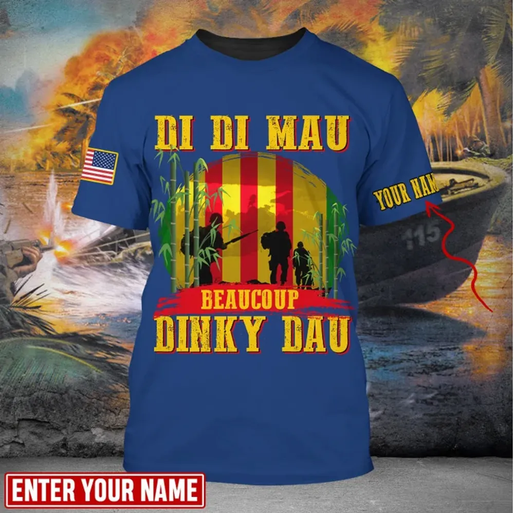 Personalised Multicolor Di Di Mau Dinky Dau Vietnam Veteran T-shirt