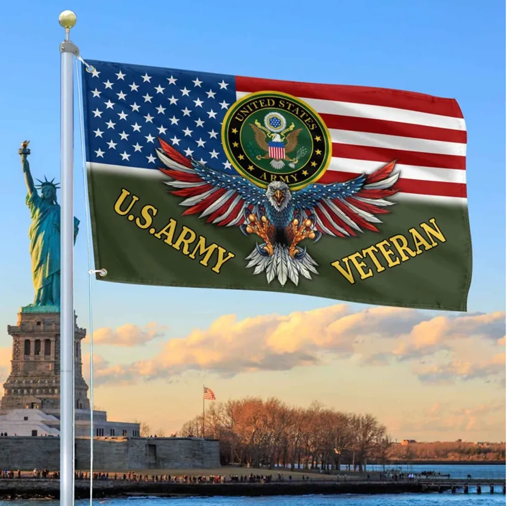 Unique U.S Army Grommet Flag, Gift For Army Veteran