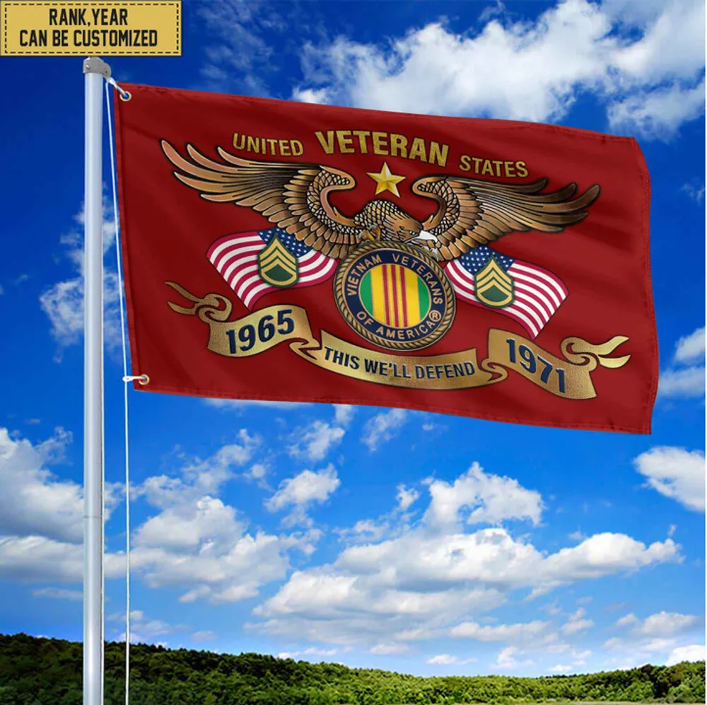 Premium Personalized Vietnam Veteran Grommet Flag, Gift For Vietnam Veteran, Gift For Veterans Day, Memorial Day, Father's Day