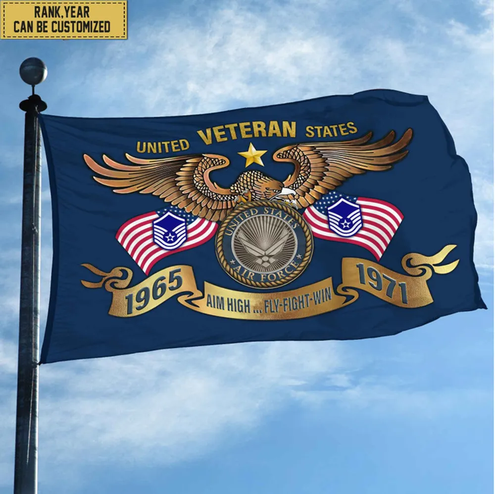 Custom USAF Veteran Grommet Flag, Gift For Air Force Veteran, Gift For Veterans Day, Memorial Day, Father's Day