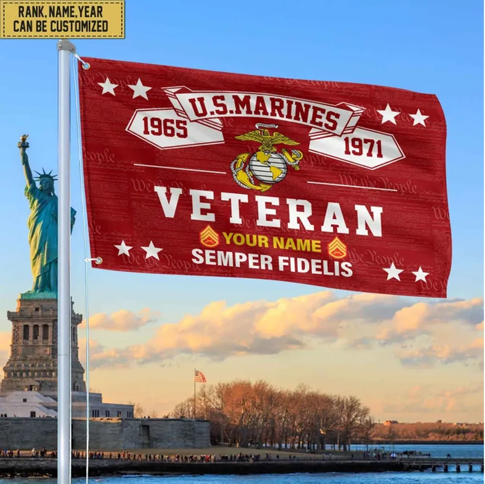 Premium Personalized USMC Veteran Grommet Flag, Gift For Marine Veteran, Gift For Veterans Day, Memorial Day, Father's Day