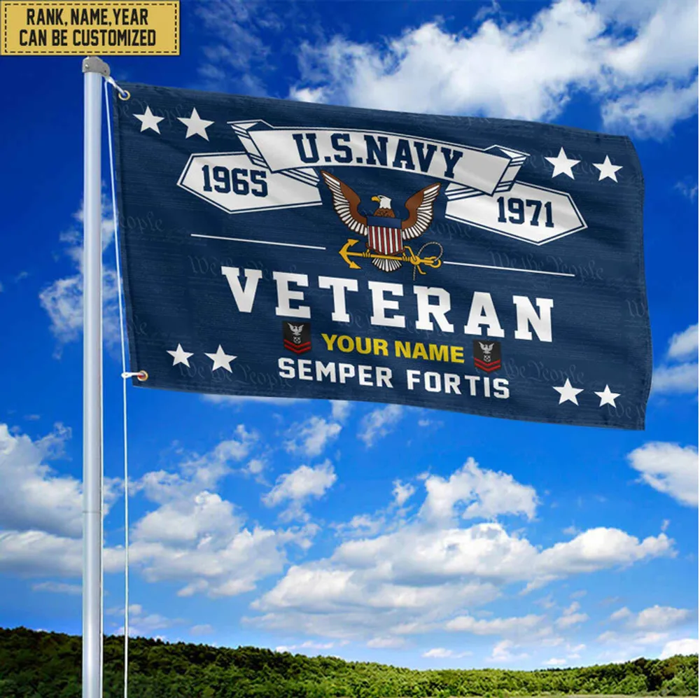 Premium Personalized US Navy Veterans Grommet Flag, Gift For Navy Veteran, Gift For Veterans Day, Memorial Day, Father's Day