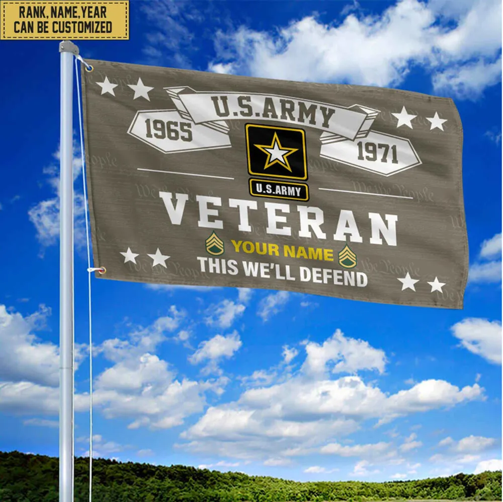 Premium US Army Veterans Custom Grommet Flag, Gift For Army Veteran, Gift For Veterans Day, Memorial Day, Father's Day