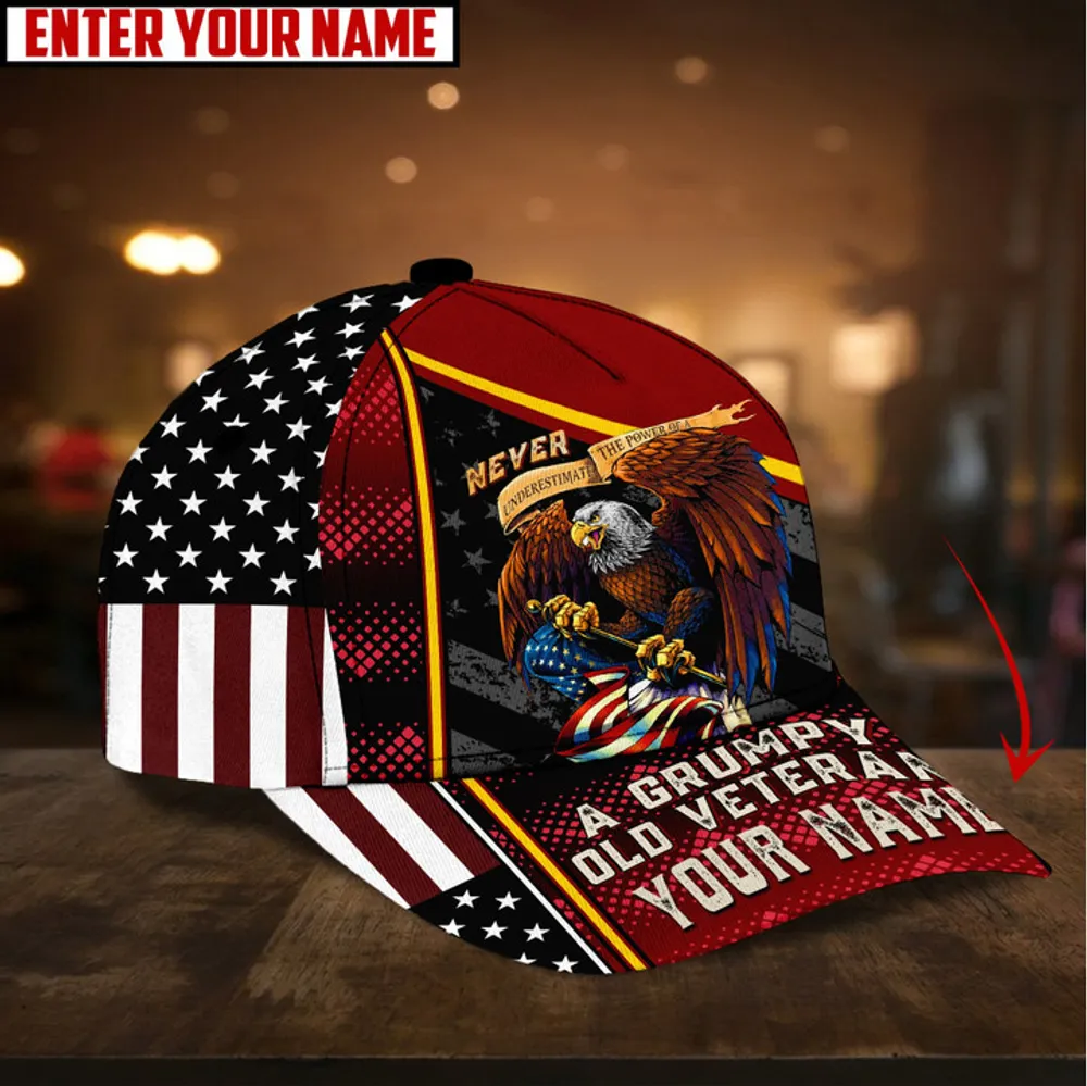 Never Underestimate The Power Of A Grumpy Old Veteran Personalize 3D Cap