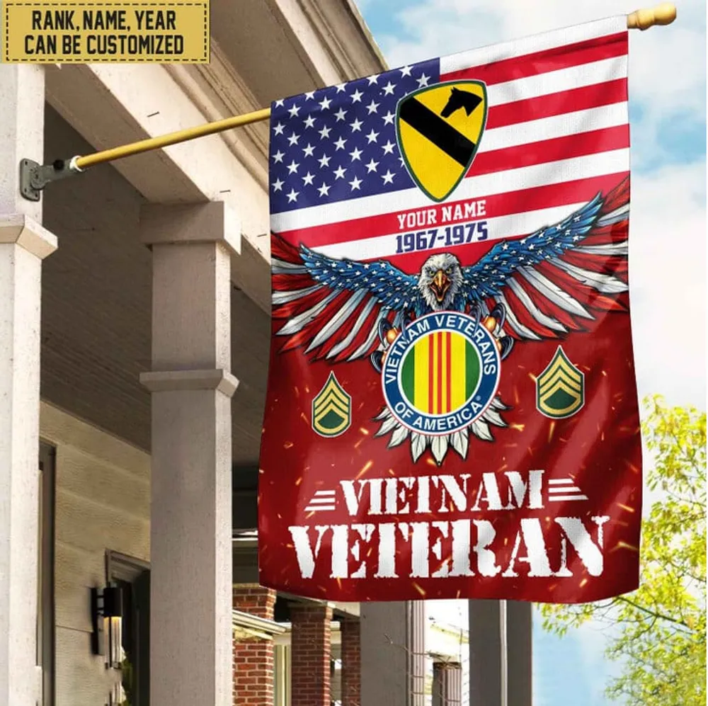 Vietnam Veteran Flag, Custom Name, Rank, Unit Gift For Vietnam Veteran Garden Flag - House Flag