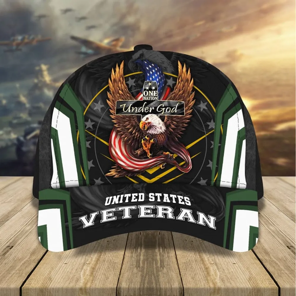 Eagle One Nation Under God Veteran Cap Multicolored 3D Printed