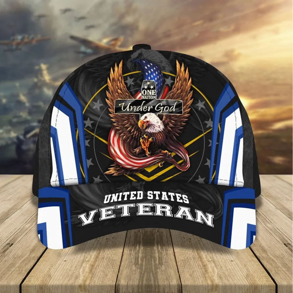 Eagle One Nation Under God Veteran Cap Multicolored 3D Printed