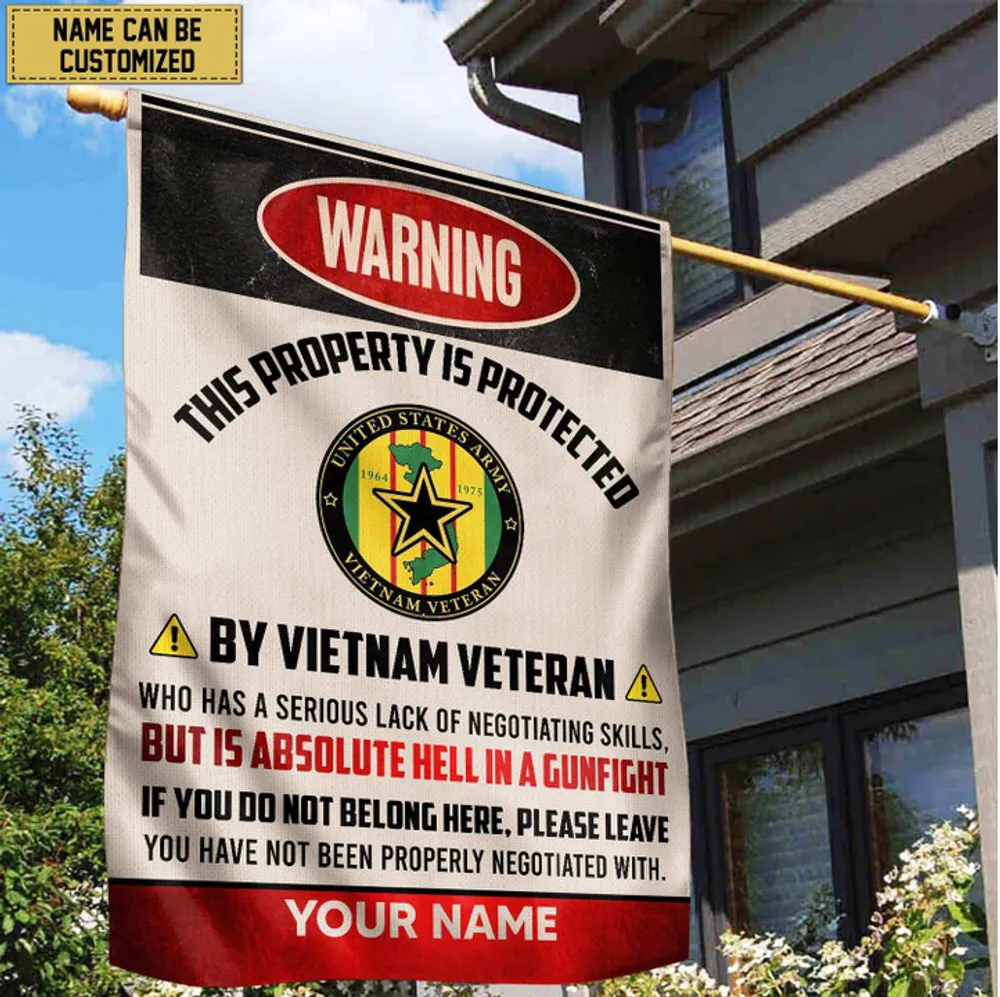 Vietnam Veteran Custom Name American Flag, Gift For Vietnam Veteran Garden Flag - House Flag