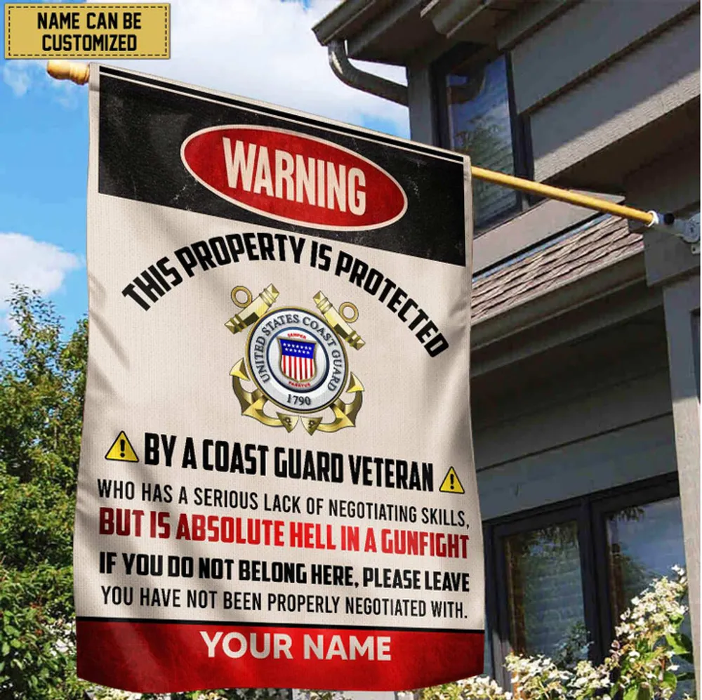 USCG Veteran Custom Name American Flag, Gift For Coast Guard Veteran Garden Flag - House Flag