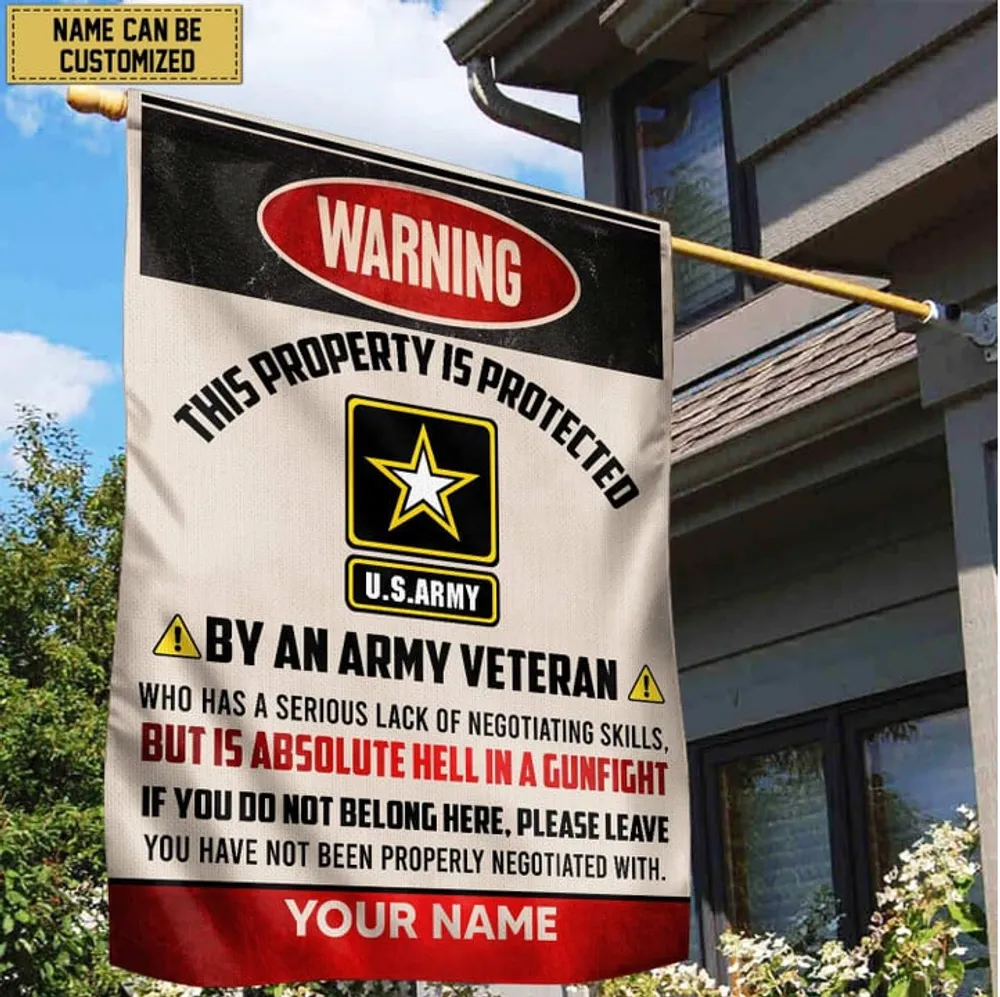 US Army Veteran Custom Name American Flag, Gift For Army Veteran Garden Flag - House Flag