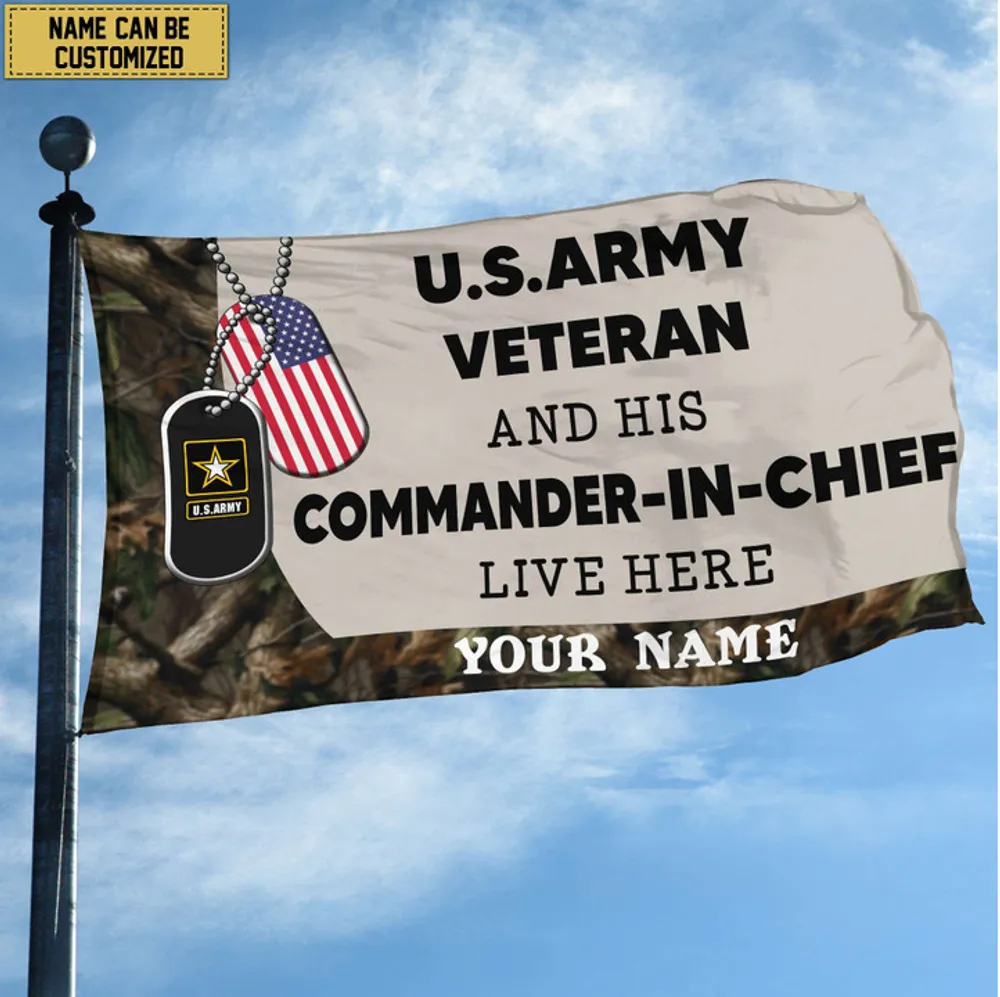 US Army Personalized American Flag, Gift For Army Veteran , US Veteran Grommet Flag, Garden Flag, House Flag