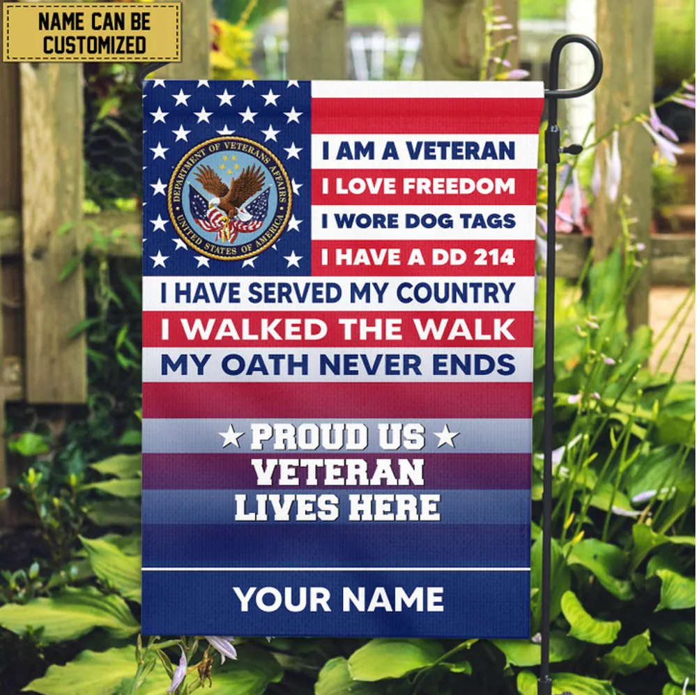 US Veteran Personalized American Flag, Gift For US Military Veteran, US Veteran Grommet Flag, Garden Flag, House Flag