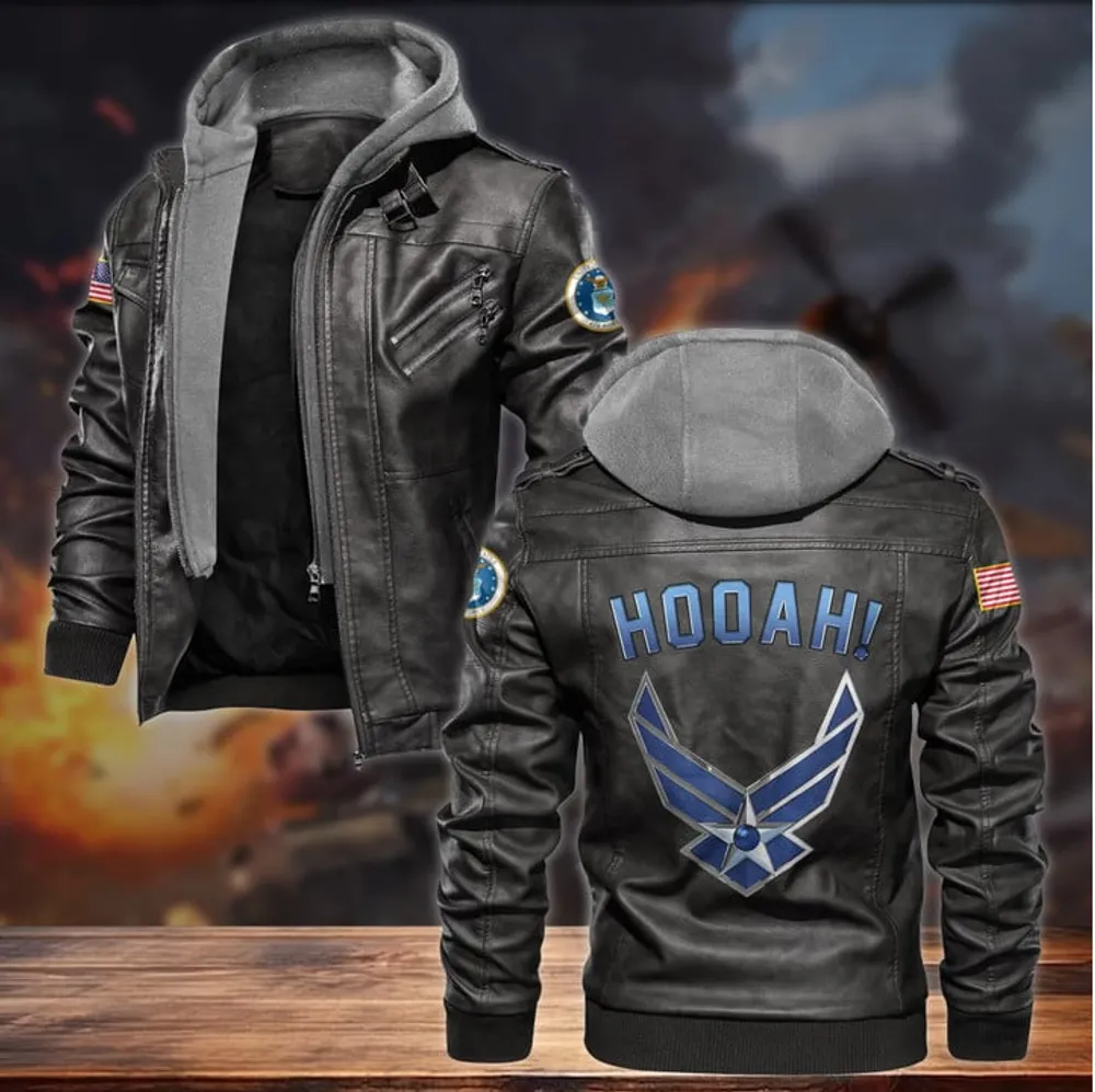 Premium HOOAH! US Veteran Leather Jacket