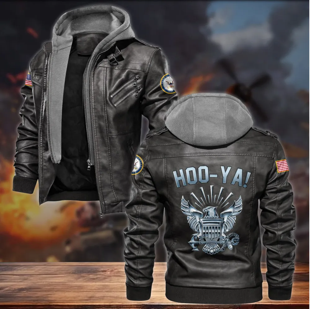 Premium HOOAH! US Veteran Leather Jacket