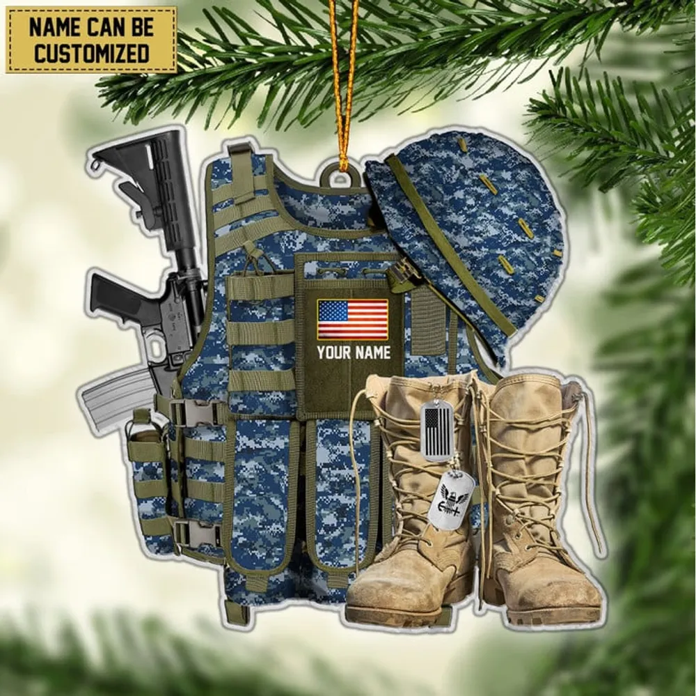 Premium Personalized Military Uniform US Veteran Ornament