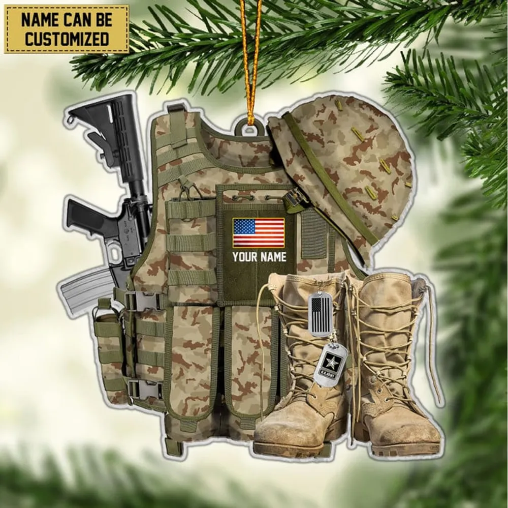 Premium Personalized Military Uniform US Veteran Ornament