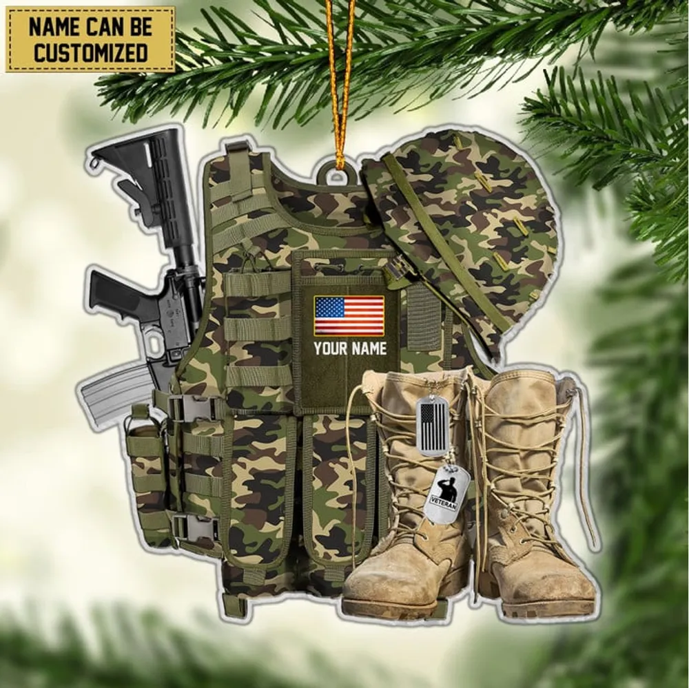 Premium Personalized Military Uniform US Veteran Ornament