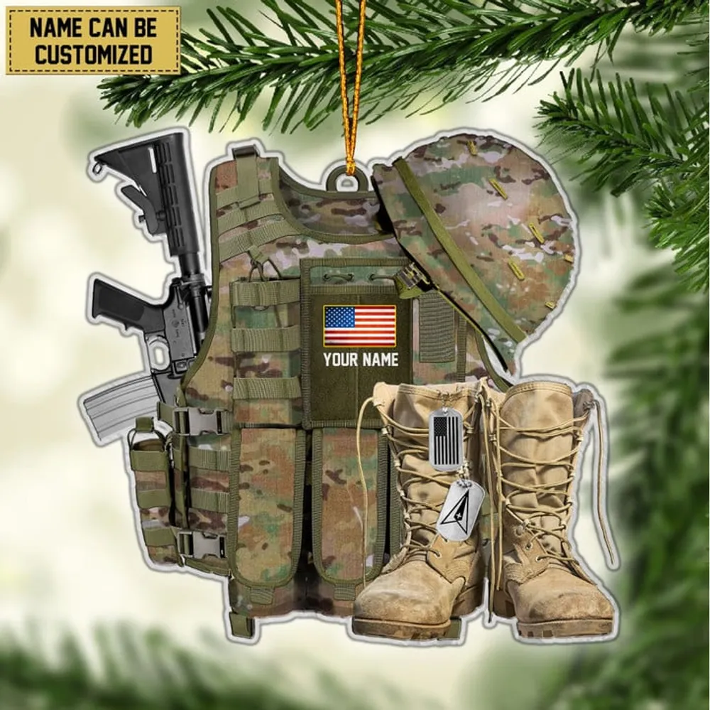 Premium Personalized Military Uniform US Veteran Ornament