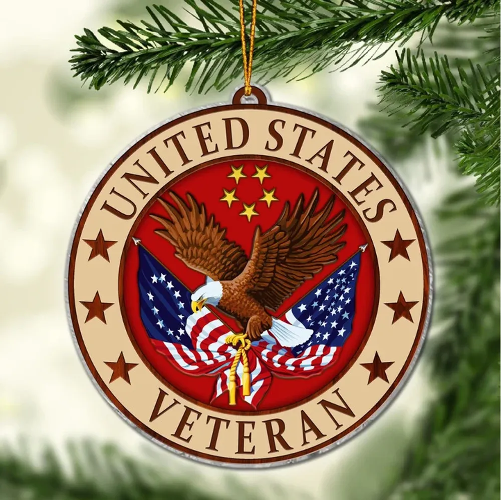 Premium Multiple US Military Services Veteran Ornament