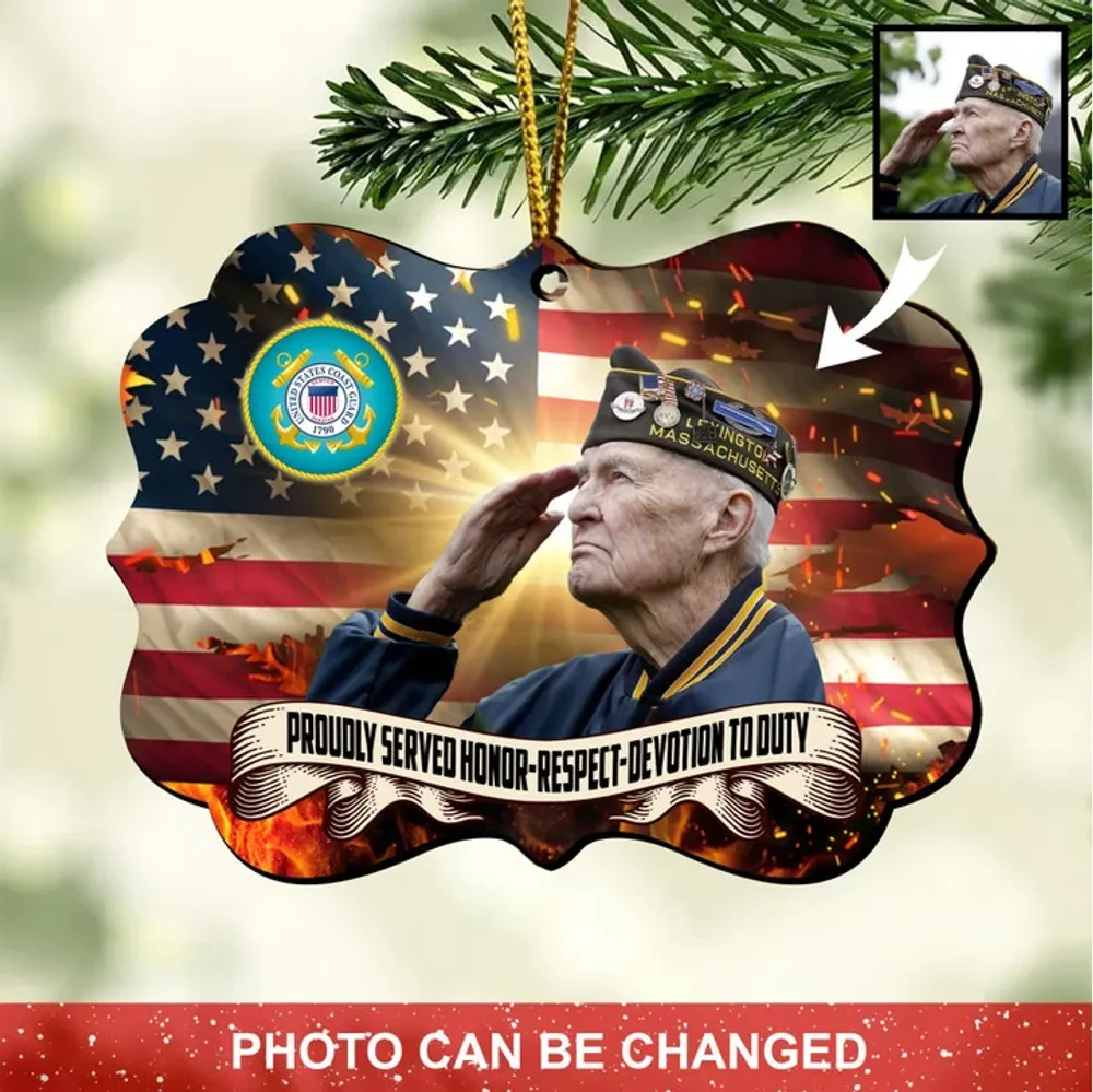 Unique Custom Photo US Veteran Ornament