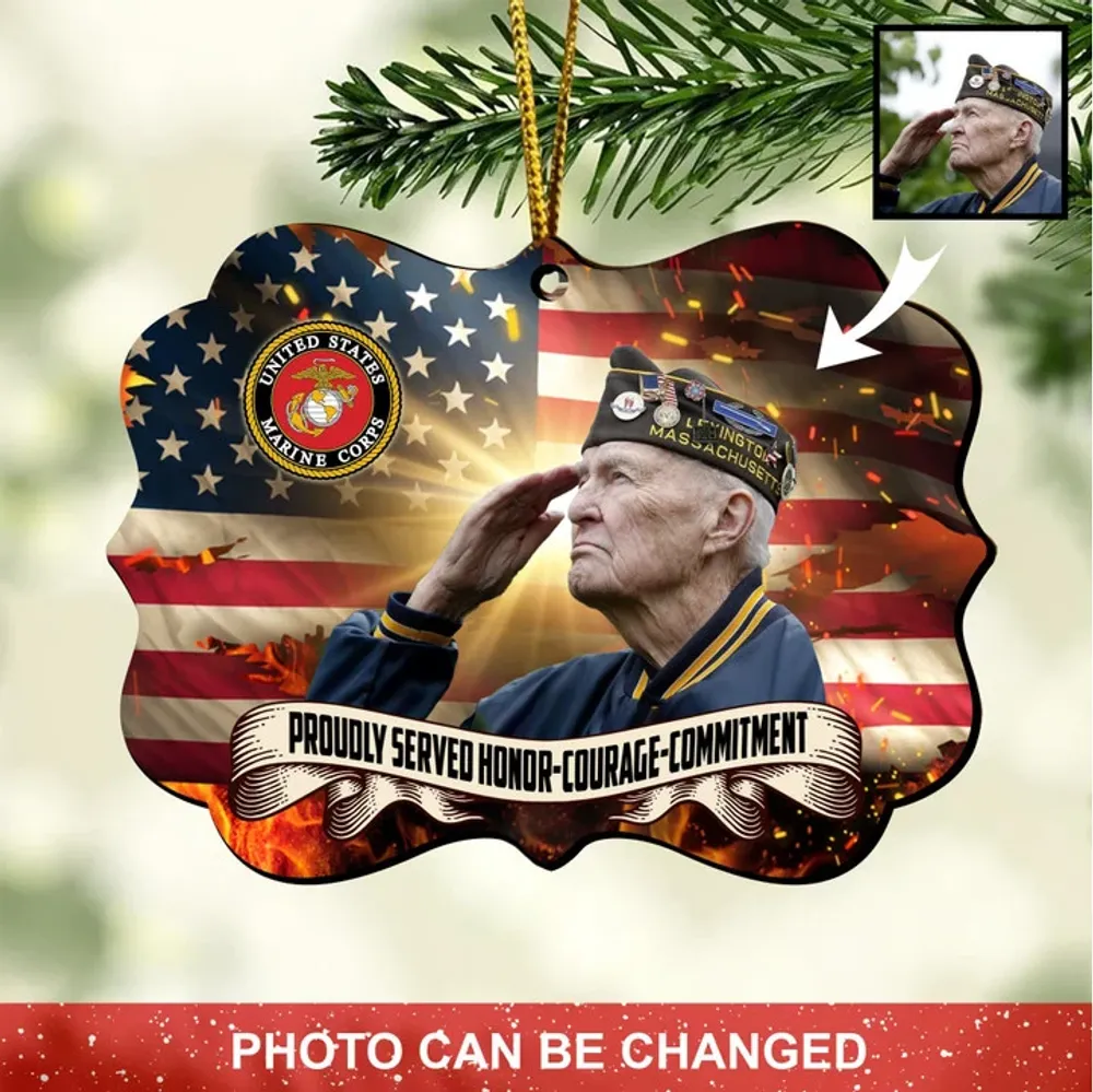 Unique Custom Photo US Veteran Ornament