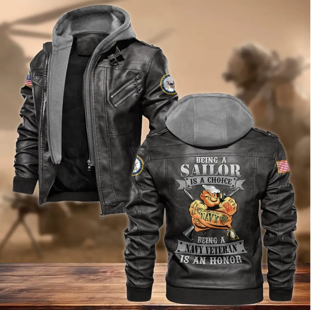 Premium Proudly Served US Veteran Leather Jacket