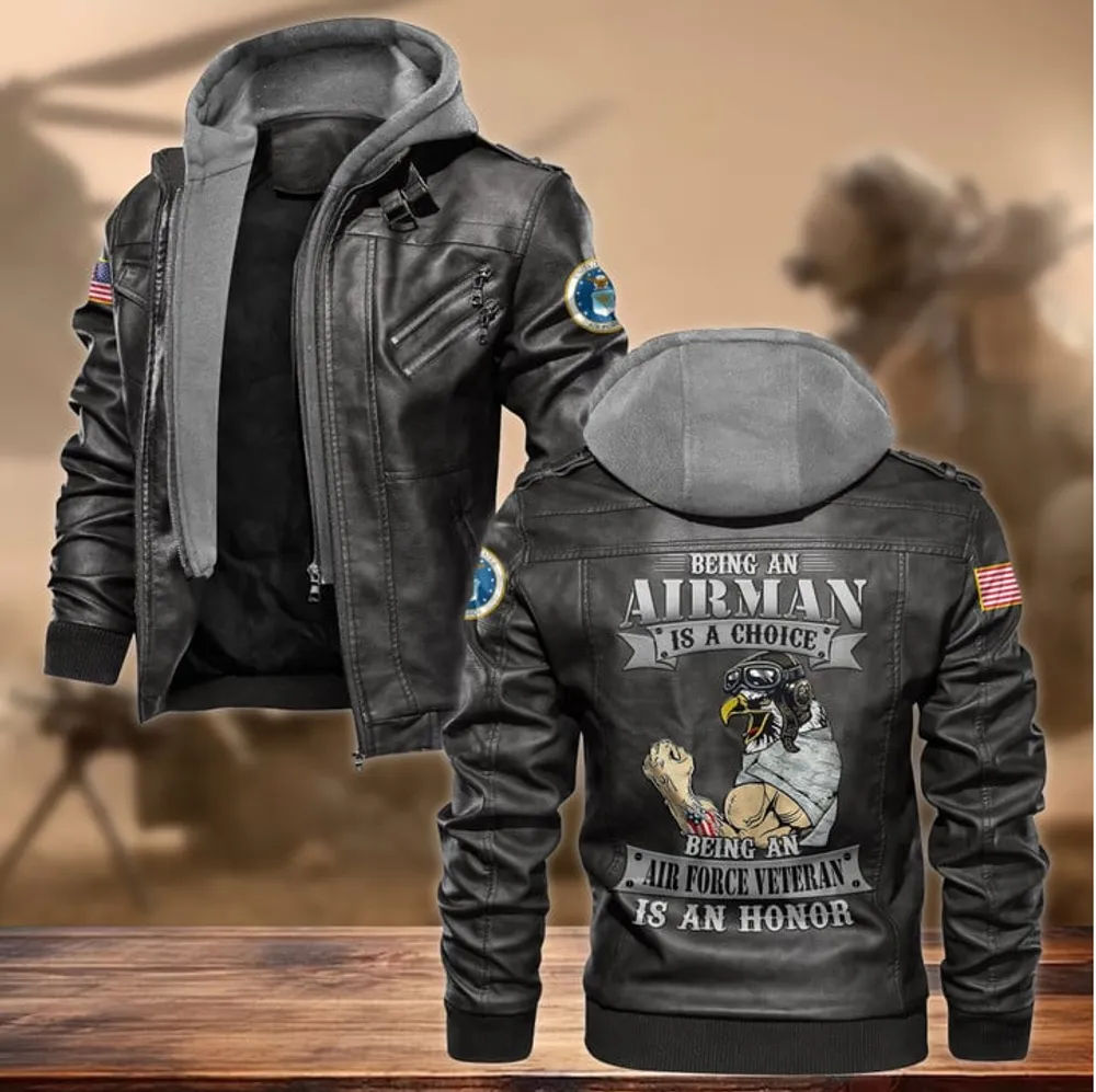 Premium Proudly Served US Veteran Leather Jacket