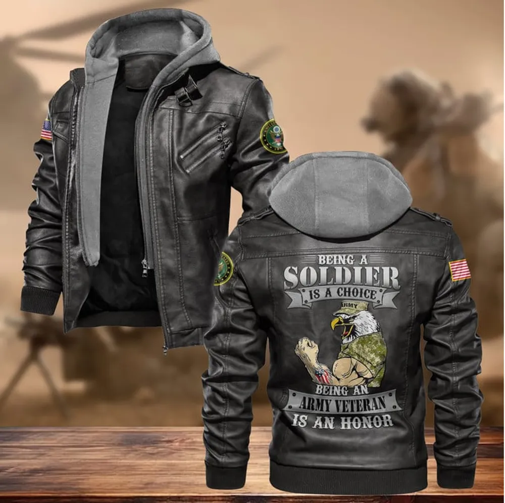 Premium Proudly Served US Veteran Leather Jacket