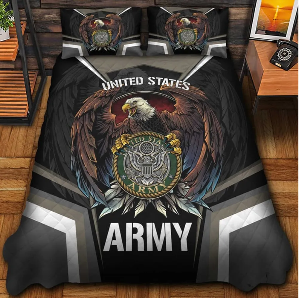 Premium Eagle US Veterans Bedding Set, Gifts For Independence Day, Father's Day, Veterans Day, Gifts For Dad, Gifts For Husband Veteran