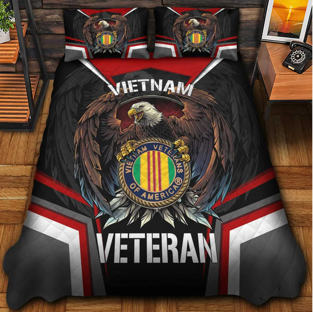 Premium Eagle US Veterans Bedding Set, Gifts For Independence Day, Father's Day, Veterans Day, Gifts For Dad, Gifts For Husband Veteran