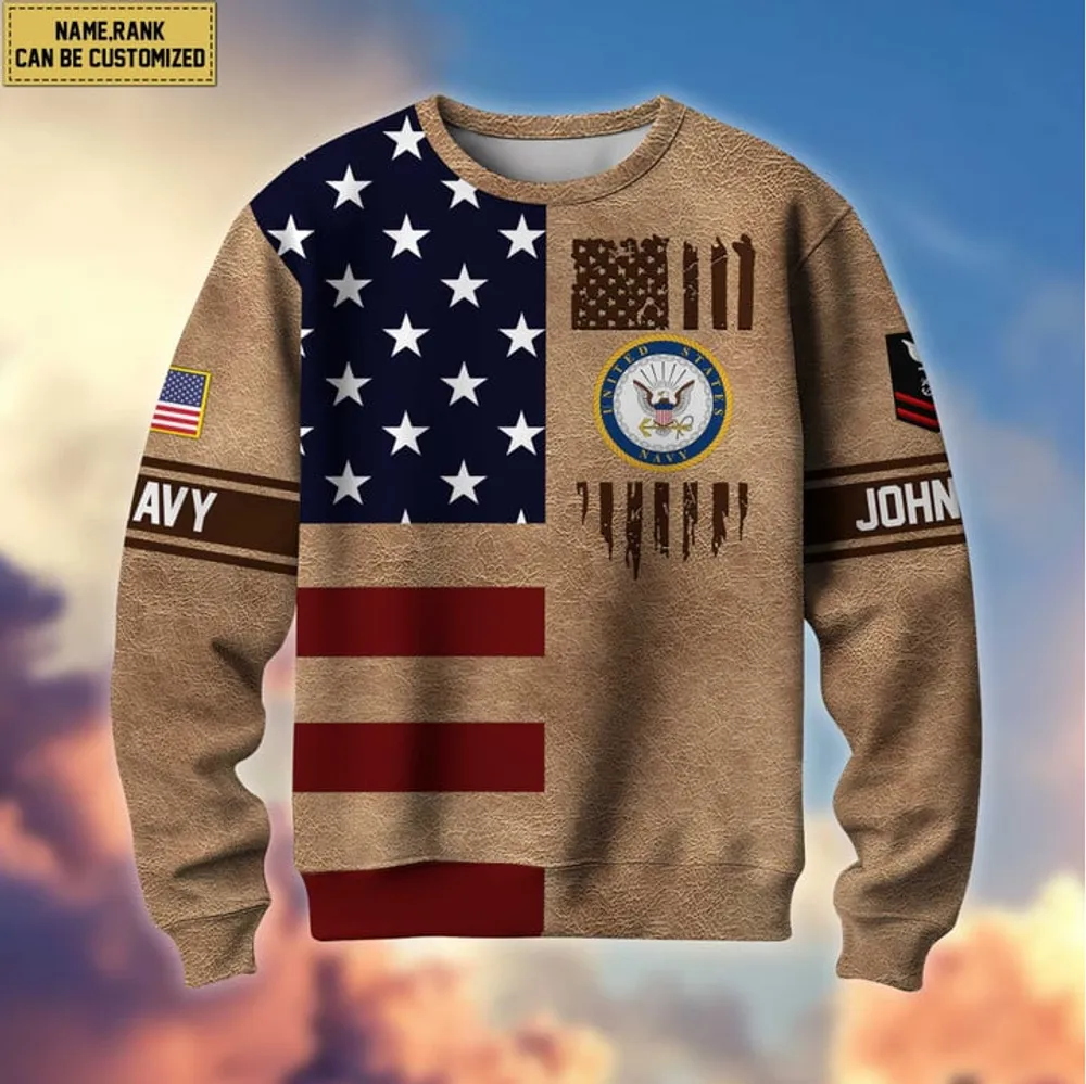 Premium Custom Name And Rank US Veterans Sweatshirt Gifts For Veterans Day, Gifts For Dad, Gifts For Husband