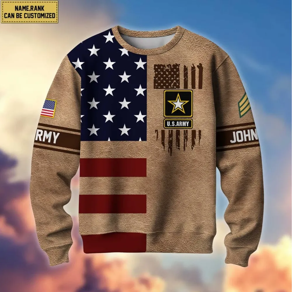 Premium Custom Name And Rank US Veterans Sweatshirt Gifts For Veterans Day, Gifts For Dad, Gifts For Husband