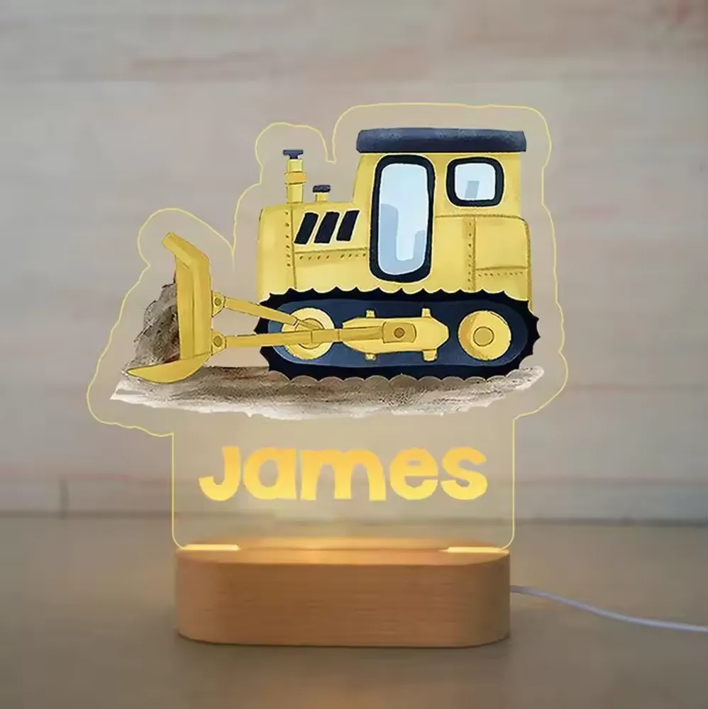 Personalized Children Truck Night Light Custom Name Acrylic Lamp Baby Kids Bedroom Decoration Neonate Birthday Christmas Gift