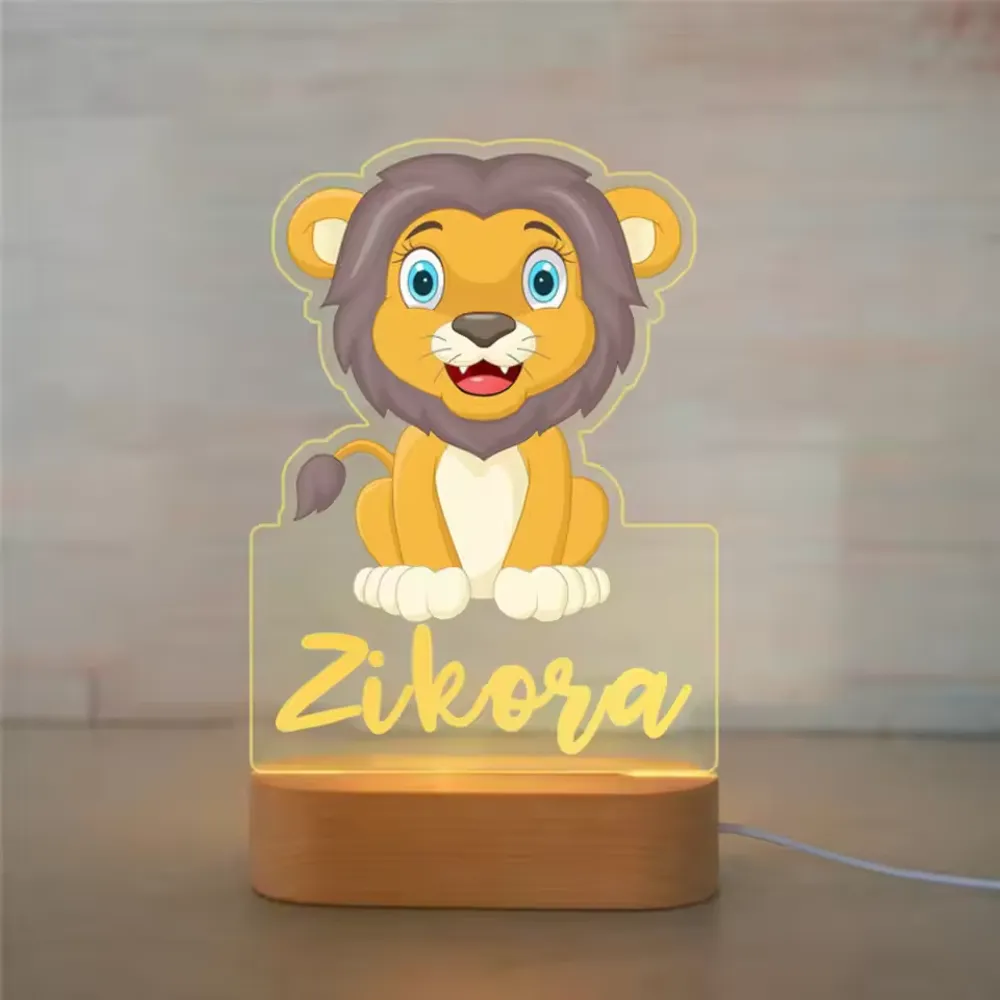 Personalized Children Animal Night Light Custom Name Acrylic Lamp Baby Kids Bedroom Decoration Neonate Birthday Christmas Gift